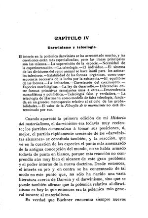 Federico Alberto Lange, Historia del materialismo, Darwinismo y teleología