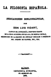 Luis Vidart Schuch, La filosofía española, Madrid 1866