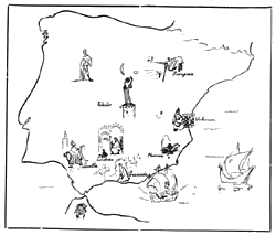 Mapa con la distribución de los principales centros de cultura hispanoárabe
