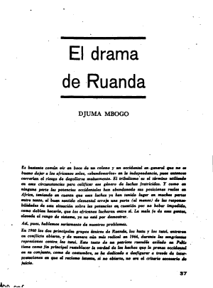 Djuma Mbogo, El drama de Ruanda, Pensamiento Crítico, número 2-3, marzo-abril 1967 Pensamiento Crítico