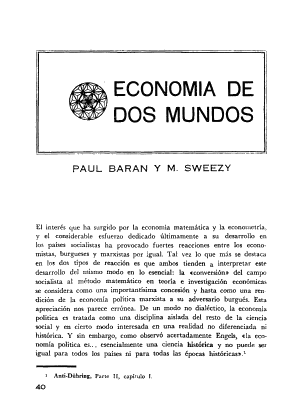 Paul Baran & M. Sweezy, Economía de dos mundos, Pensamiento Crítico, número 11, diciembre 1967 Pensamiento Crítico