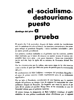 Domingo del Pino, El “socialismo” destouriano puesto a prueba, Pensamiento Crítico, número 34-35, noviembre-diciembre 1969 Pensamiento Crítico