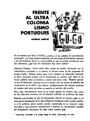 Amílcar Cabral, Frente al ultracolonialismo portugués, Pensamiento Crítico, número 36, enero 1970 Pensamiento Crítico
