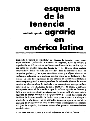 Antonio García, Esquema de la tenencia agraria en América latina, Pensamiento Crítico, número 37, febrero 1970 Pensamiento Crítico