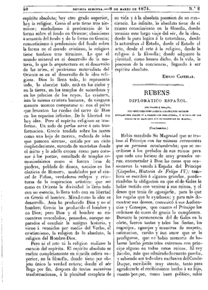 Gregorio Cruzada Villamil, Rubens diplomático español, 1874
