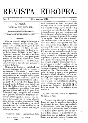 Gregorio Cruzada Villaamil, Rubens, diplomático español, 1874