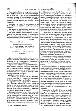 F&eacute;lix Dupanloup, Las profec&iacute;as modernas, 1874