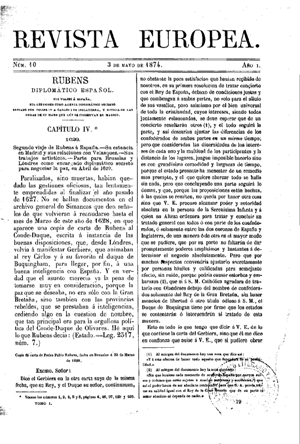 Gregorio Cruzada Villaamil, Rubens, diplomático español, 1874