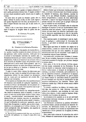 Dr. Calvo y Mart&iacute;n, El vitalismo, 1874