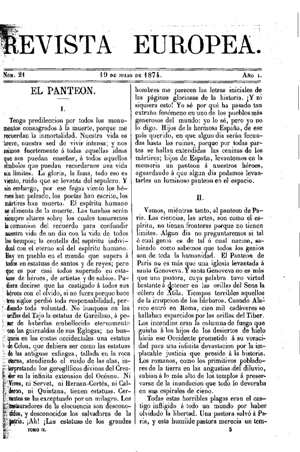 Emilio Castelar, El Panteón, 1874