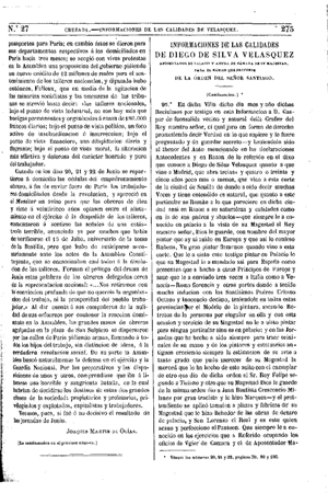Gregorio Cruzada Villaamil, Informaciones de las calidades de Diego De Silva Velasquez, 1874