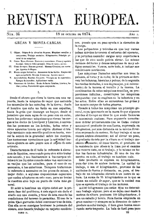 G. Vicuña, Grúas y montacargas, 1874