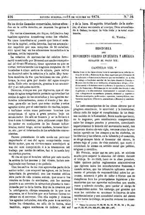 Joaqu&iacute;n Mart&iacute;n de Ol&iacute;as, Historia del movimiento obrero en Europa y Am&eacute;rica durante el siglo XIX, 1874