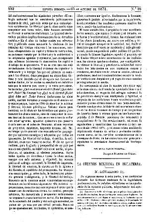W. E. Gladstone, La cuesti&oacute;n religiosa en Inglaterra, 1874