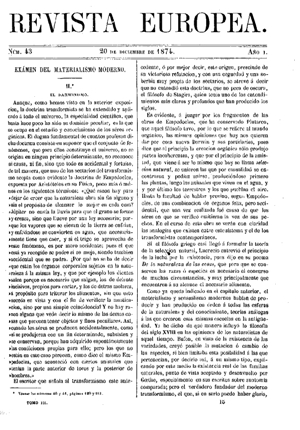 Antonio Mar&iacute;a Fabi&eacute;, Examen del materialismo moderno, 1874
