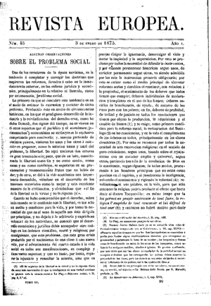 Gumersindo de Azc&aacute;rate, Algunas observaciones sobre el problema social, 1875