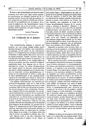 &ldquo;Revue Britanique&rdquo;, Los funerales de un romano, 1874