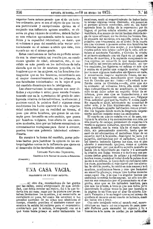 J. Navarrete, Una casa vac&iacute;a, 1874