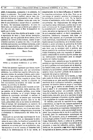 J. GÁell y Mercader, Carácter de las relaciones entre la sociedad doméstica y la civil, 1875