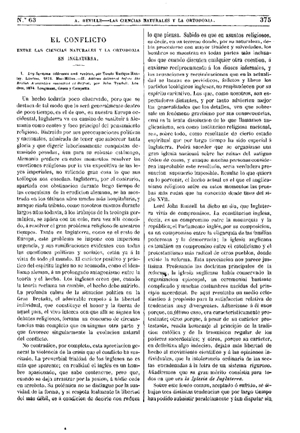 Alberto Reville, El conflicto entre las ciencias naturales y la ortodoxia en Inglaterra, 1875