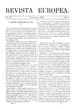 Lope Gisbert, La reforma arancelaria de 1869, 1875