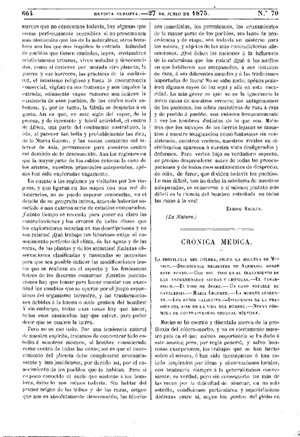 E. Ciudad, Crónica médica, 1875