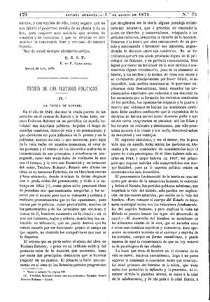 José del Perojo, Teoría de los Partidos políticos, 1875