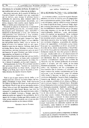 Emilio de Laveleye, Las nuevas tendencias de la Economía política y del Socialismo, 1875