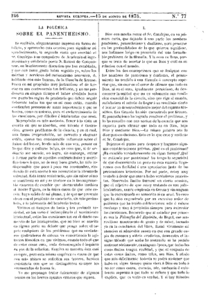 Rafael Montoro, La polémica sobre el panentheismo, 1875