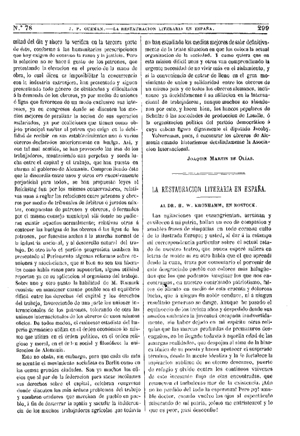 Juan Pérez de Guzmán, La restauración literaria en España, 1875