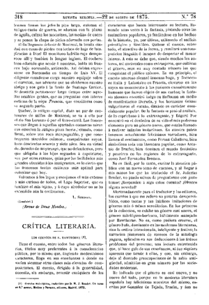 Manuel Ossorio y Bernard, Cr&iacute;tica literaria, 1875