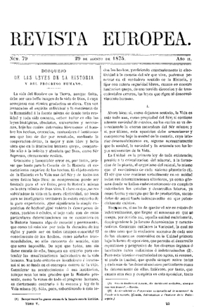 NicolÃ¡s SalmerÃ³n y Alonso, Bosquejo de las leyes de la Historia y del progreso humano, 1875