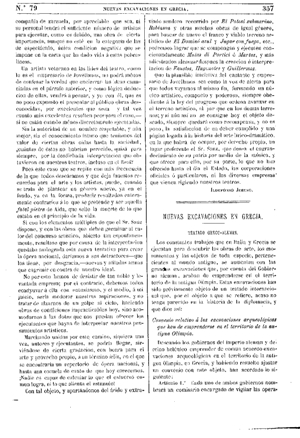 [El Editor] Nuevas excavaciones en Grecia, 1875